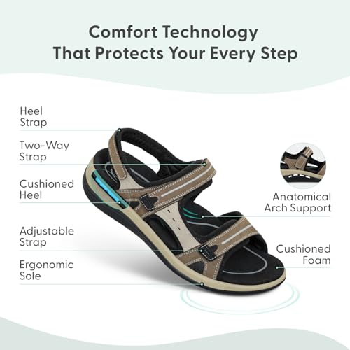 Orthofeet Women's Orthopedic Leather Adjustable Venice Sandals3