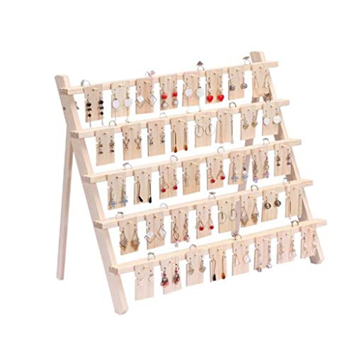 LYUN Support Bijoux Mode Bijoux en Bois Affichage Collier Charms Affichage Bijoux Plateau Boucle d'oreille Carte Pendentif de Style d'affichage cartonnées Presentoir Bijoux (Taille : 5 Layers) Cover