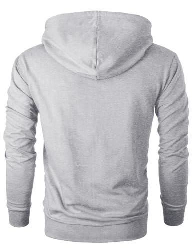Ohoo Mens Henley Pullover Hoodie Sweatshirt Long Sleeve Lightweight with Kanga Pocke3