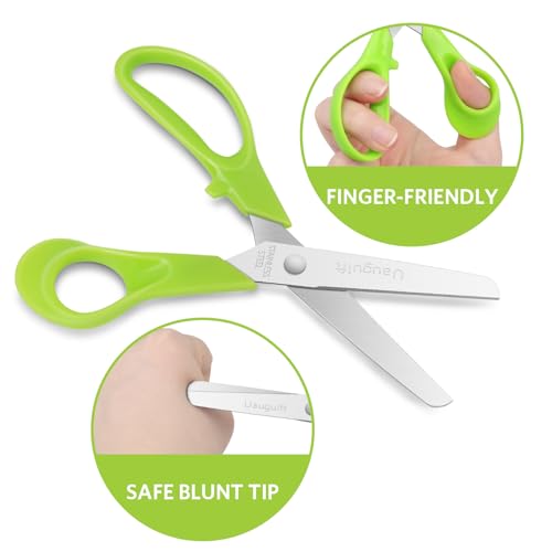 Uaugulft Kid Scissors, Safety Children Scissors with Stainless Steel Blunt Tip Blades and Ergonomic Handle - Image 3