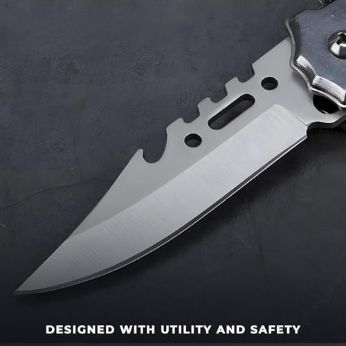 Image of Foldable Knife (Manual) For Kitchen, Home, Travel and Office Tool Carbon Steel | Multipurpose Carbon Steel Blade for Kitchen (BLACK - KEY CHIAN) (WOODEN)