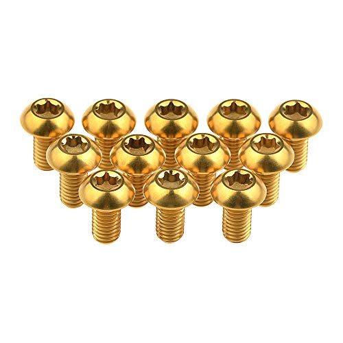 Image of 12Pcs Ti Titanium Bolts Torx M5x10 Bicycle Bike Disc Brake Cycle Rotor Screws Gr5 (Gold)