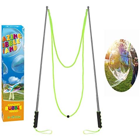 E-Know Bubble Wand,Giant Bubble Wand Stainless Steel Telescopic Design,Outdoor Toys Bubble Toys for Birthday Party, Garden Games Garden Toys Cover