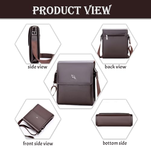 Image of Leather Retro Men's Shoulder Messenger Sling Bag,Brown