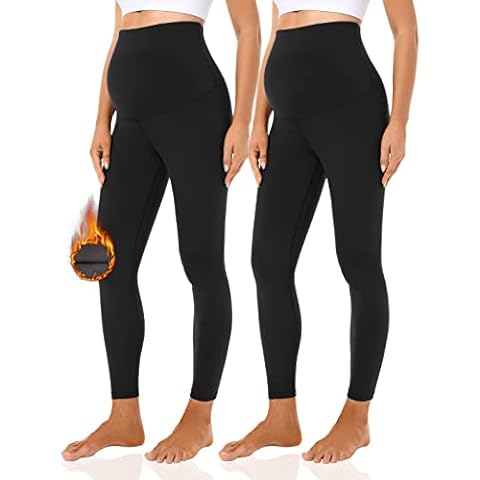 Foucome Fleece Lined Maternity Leggings Cover