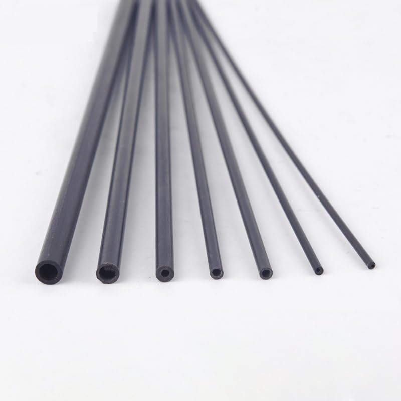 Kohlefaser-Rundrohr, 4 stücke Hohl Carbon Fiber Rohr Carbon Stange 2mm 3mm 4mm 5mm 6mm for Kite RC flugzeug Modellflug Material Hubschrauber Rohr(400x2x1mm)