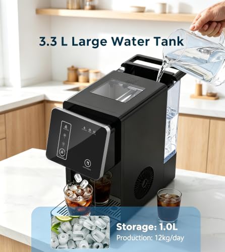 Image of Electactic Bullet Ice Maker with Water Dispenser, 26lbs Daily, 6-Min Fast, Low Water and Ice Full Indicators, 3.3L Water Tank & 1L Ice Storage, for Home Office