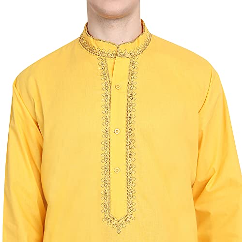 SKAVIJ Kurta Pajama Set for Men Embroidered Cotton Casual Party Dress Set4