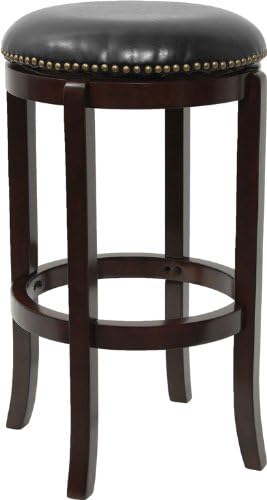 Flash Furniture Margaret 24'' High Backless Cappuccino Wood Counter Height Stool with Black LeatherSoft Swivel Seat