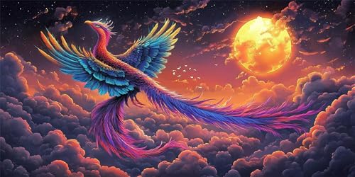 Pintura Diamante luna, Manualidades Adultos, Fénix Diamond Painting Accesorios, Cuadros Diamantes 5d Decoración de Pared Hogar, Sala estar, Dormitorio, Regalo Navideño para Mujeres 40x80cm L-473