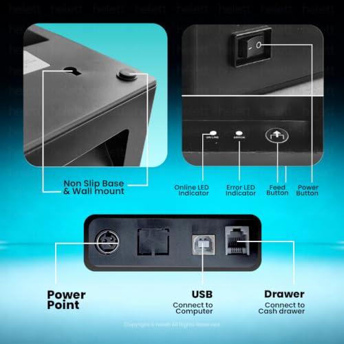 Image of Helett BillQuick Neo Bluetooth USB POS Autocut Thermal Receipt Printer 80mm(3 Inch)Compatible with Windows(PC & Laptop)| 250mm /s High-Speed Printing | Cash Drawer Support | 203 DPI | 1-Year Warranty
