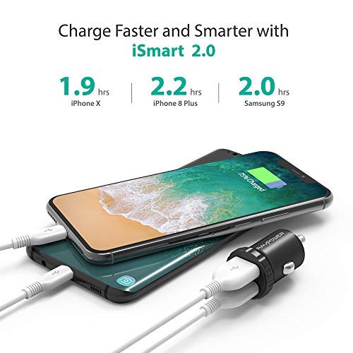 image for Car Charger RAVPower Mini Dual USB Car Adapter 24W 4.8A Output, Compat