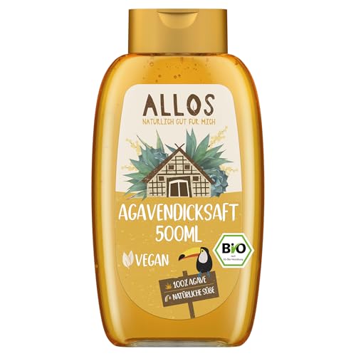 Allos Bio Agavendicksaft | Agavensirup | Süßungsmittel Zuckerersatz | Alternative zu Rohrzucker, Zucker und Ahornsirup | 500ml