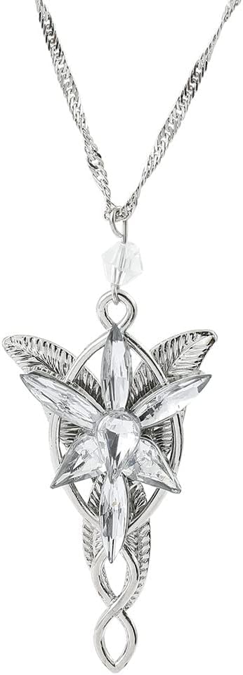 Valman Arwen Evenstar Necklace Lord of The Ring Hobbit Pendant Necklace with Cubic Zirconia Elvish Jewelry for Women