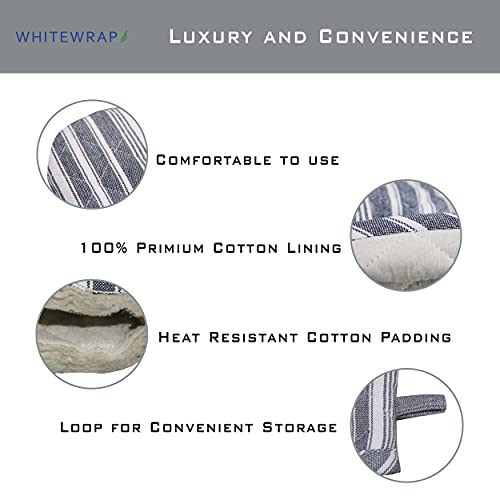 Oven Mitts And Pot Holders | 4 Pcs Grey Stripes |Heat Resistant Kitchen Microwave Glove For Baking Cooking Grilling, Good Fit Bbq, Soft Cotton Filling Non-Slip Surface, Hot Pads Mats Coasters #TOP2