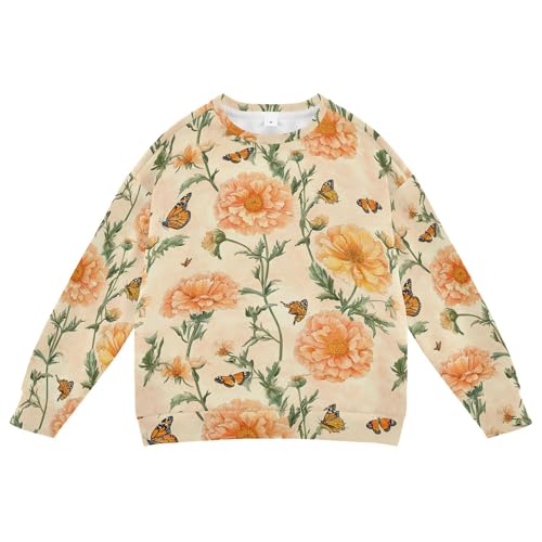 JUNZAN Unique Marigold Blush Big Boys Sweatshirts Hoodies Long Sleeve Sweatshirt With Hoodie Camping 4T