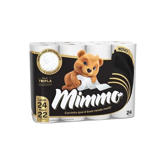 Mimmo Papel Higiênico Folha Tripla, 20m, Leve 24 Pague 22 Rolos