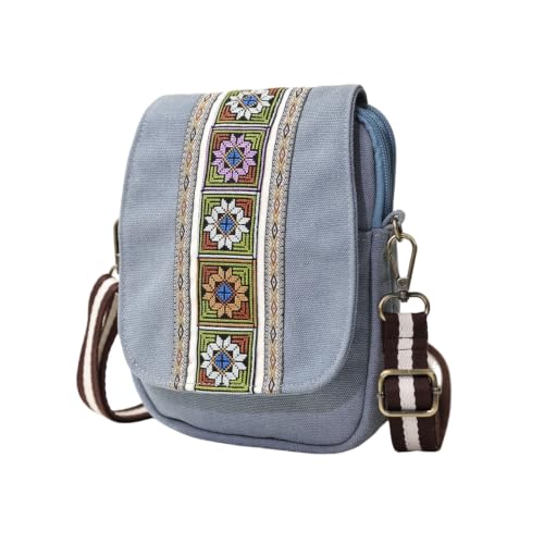 Image of Goodhan Embroidered Crossbody Bag Phone Bag Small Boho Purses for Women | Cute Hippie Bag,Vintage Embroidery,Sturdy Canvas Cloth,Adjustable Strap,for Daily Travel Work