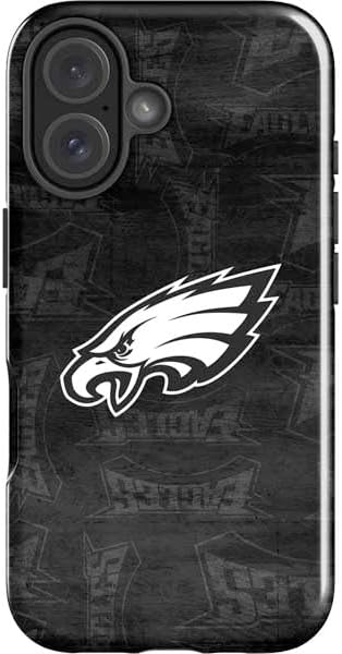Skinit Impact Phone Case Compatible with iPhone 16 - Officially Licensed NFL Philadelphia Eagles Black & White Design