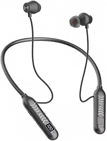 Fone de ouvido Bluetooth com microfone embutido, cancelamento de ruído, controle remoto, reprodução de cartão de memória, display digital (Preto)