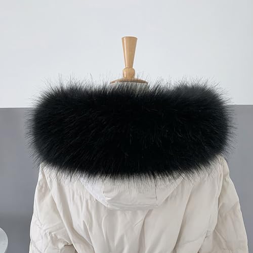 Faux Fur Trim for Hood Replacement, Winter Warmer Neck Warmer Wrap Scarf Detachable Collar for Coat Jacket Parka3