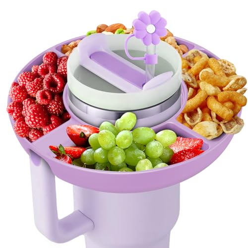Snack Bowl for Stanley Cup 30 oz with Handle-Perfectly Compatible with Stanley Quencher H2.0 Tumbler 30 oz with Handle, Reusable Silicone Snack Tray, Stanley cup accessories (Orchid Snack Bowl)