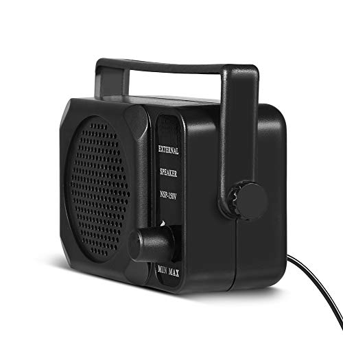 Zerone Altavoz Externo, portátil, con conexión de 3,5 mm y Control de Volumen para Radio de Coche de Dos vías (Negro)