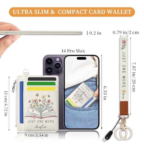 Image of Hancynir Book Floral Slim Wallet Women Credit Card Holder, Wristlet RFID
