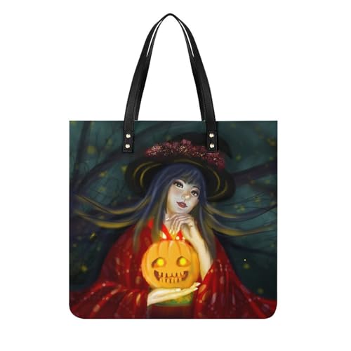 Sac à main shopper Sorcière Rouge grand tote bag de voyage pour femmes de 39x39cm