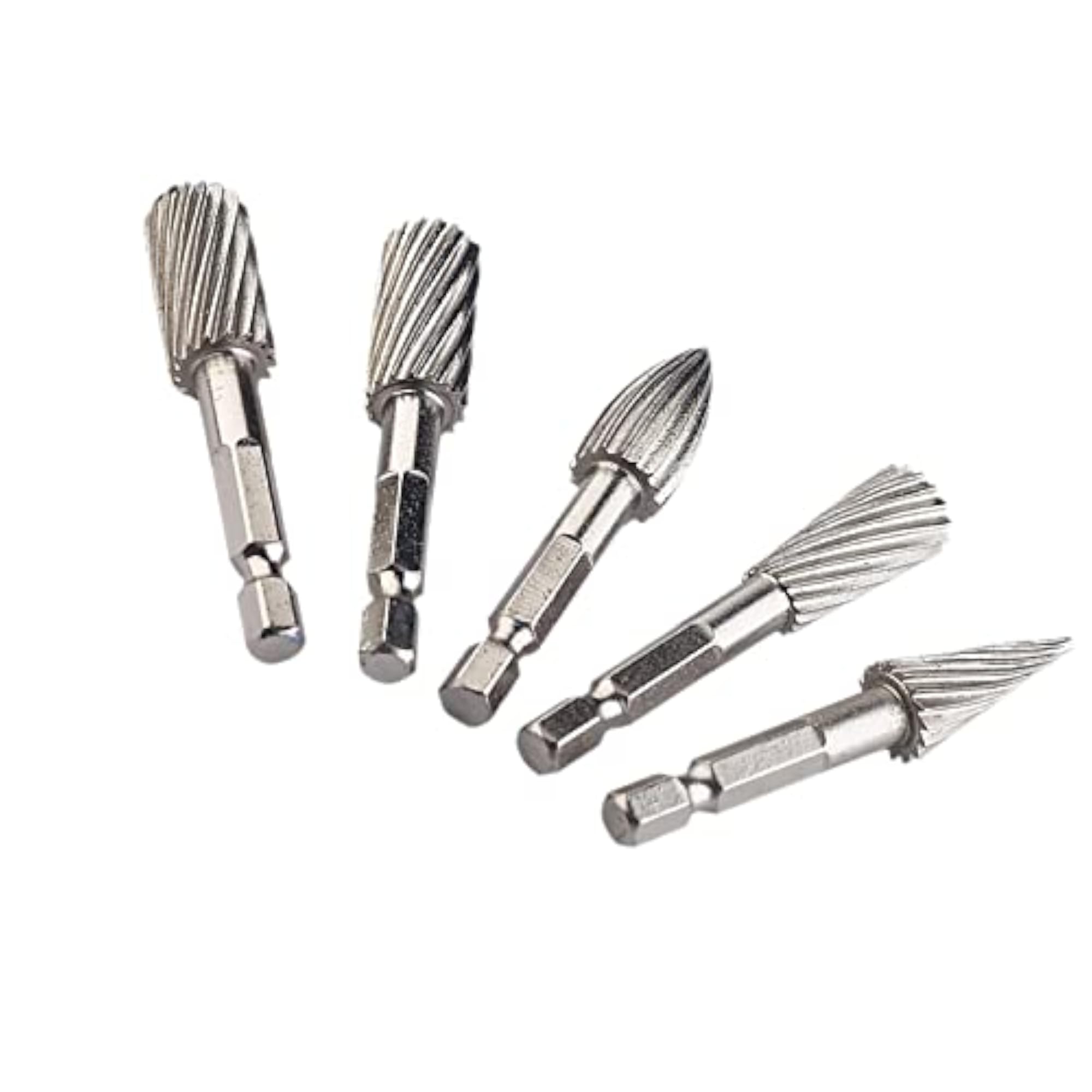 5Pcs 1/4" Shank Rotary Burr Set, HSS Rotary Files