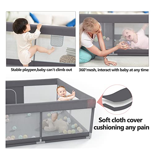 Fodoss Baby Playpen With Mat, Small Baby Play Pen(47X47Inch), Playpen For Babies And Toddler (47 * 47 Baby Playpen With Mat-Dark Gray) #TOP4