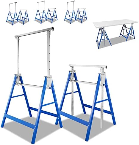 Juego De 4 Caballetes Telescópicos, Carga Máxima 200 Kg, 80-130 Cm De Altura Ajustable Caballetes De Andamio Negro 89306548