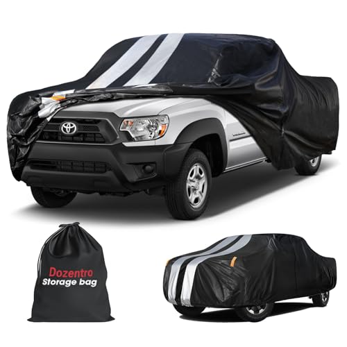 Image of Toyota Tacoma Truck Cover Custom Fit 1995-2026 Xtra /Access /Double Cab Short Bed(5'-6.125') With Door Zipper, 10 Layers Outdoor Heavy Pickup Truck Cover Waterproof All Weather, Wind Dust Sun Protector.