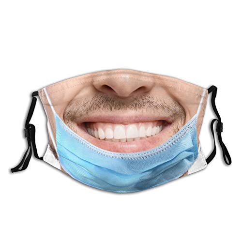 2 Fake Mouth Cover Funny Realistic Prank Face Mask Fashion Dustproof Scarf Reusable Adjustable Washable Bandana