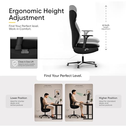 Image of Frido ErgoLuxe Executive Chair | Premium Ergonomic Office Chair with Integrated Lumbar Support | 3D Adjustable Armrests, Retractable Footrest & 145 Reclining | High Back Computer Chair | Black