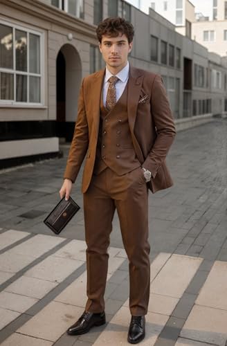Mens 3 Piece Suit Slim Fit，Double Breasted Suit Men Big and Tall Mens Tuxedo Suits Set for Party Wedding Business2