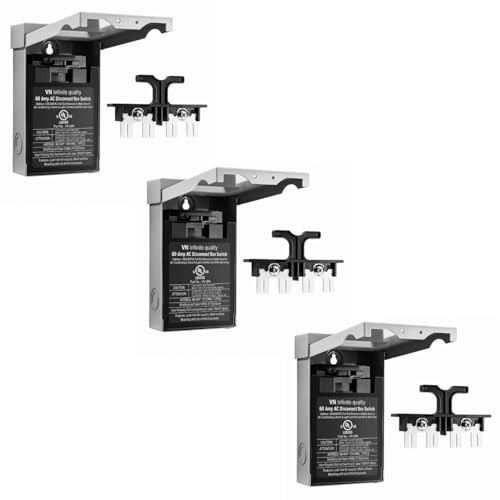 VN Infinite quality 60 Amp AC Disconnect Box Switch Outdoor 120/240VAC Pull Out Waterproof Metal Box for Air Conditioning, Home & Light Commercial HVAC Non Fuse (Pack of 3)
