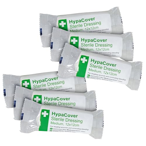 Safety First Aid Group HypaCover Sterile Dressing Bandage - White Medium 12 x 12 cm (Pack of 6)