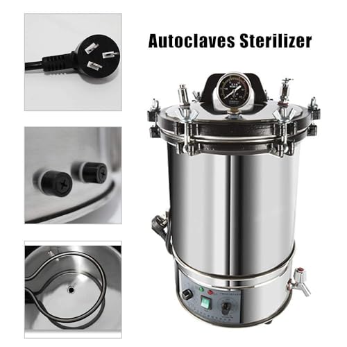hzexun Autoclave Edelstahl-Dampfsterilisator Sterilisation Schrank Edelstahl für zahnärztliche medizinische Geräte (Zeiteinstellung,18L)