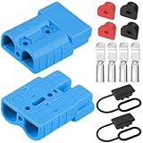 Xiatiaosann 2 Pack Batterie-Schnellanschluss-Stecker, 600V 50A Hochleistungs-Trennstecker für 6-12 AWG-Kabel, flammenhemmend mit staubdichter Kappe für Automobil, Wohnmobil, Rasenmäher (blau)