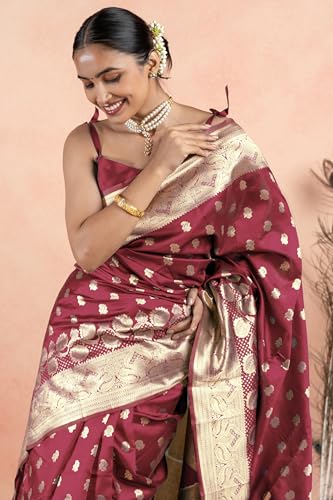 Image of Subham Women Saree Chandrakor Paithani Silk Cotton | Soft Daily Wear Golden Zari Sari with Unstitched Blouse