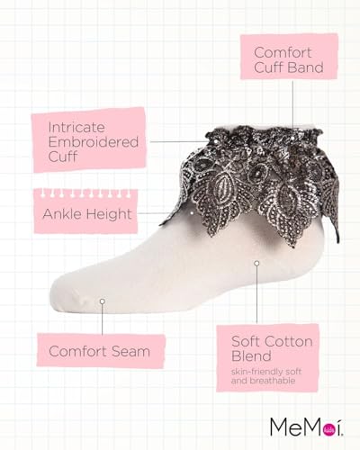 MeMoi Metallic Leaf Girls Cotton Blend Anklet Socks3