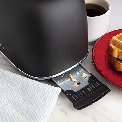 Rae Dunn Retro Rounded Bread Toaster, 2 Slice Stainless Steel Toaster With Removable Crumb Tray, Wide Slot With 6 Browning Levels, Bagel, Defrost And Cancel Options (Black) #TOP3