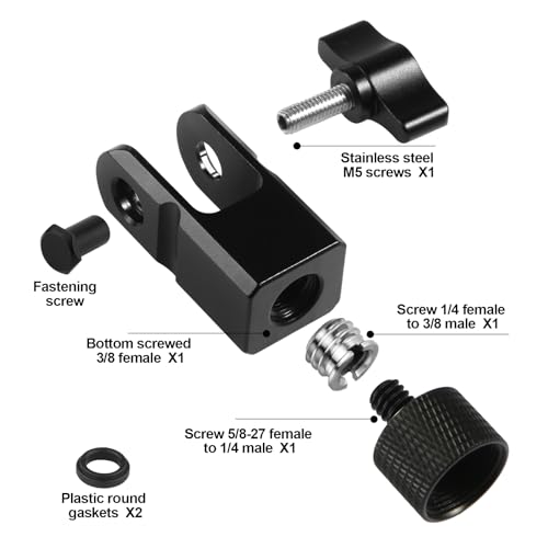 Savita Microphone Mount Adapter for Hyperx Quadcast with 3/8'' or 1/4'' Screw Adapter, Works Stand & Boom Arm Durable Replacement Accessory (Black) (B22265)