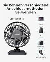 Gaiatop USB-Schreibtischventilator, klein, aber leistungsstark, tragbar, leise, 3 Geschwindigkeiten, Mini-Ventilator für bessere Kühlung, Home Office Auto Indoor Outdoor (schwarz) – Ansicht 8