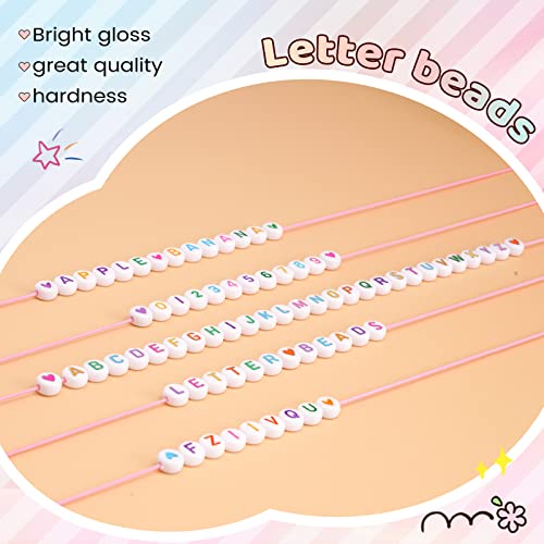 Image of FZIIVQU 1400 Pcs Letter Beads Kit, 28 Styles White Acrylic Alphabet Beads | Letter Beads for Jewelry Making wiht Number Beads Heart Beads Friendship Bracelet Kit