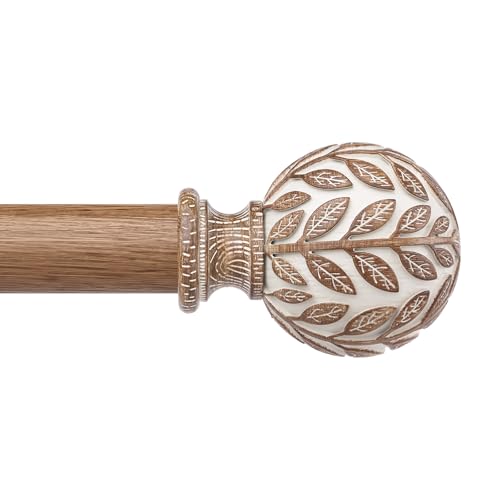 Wolistsa Boho Rustic Decorative Curtain Rod 36-91 Inch White Wood
