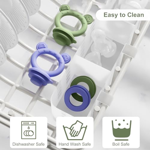 Image of Baby Breastmilk Popsicle Molds & Baby Fruit Feeder, Infant Food Freezer Tray Storage Containers, Silicone Teething Pacifier Feeder and Teether for Babies,Boys and Girls-Purple
