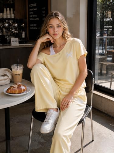 Image of Teen Girls Clothes Off the Shoulder Top and Wide Leg Pants Matching Outfit Set with Pockets Size 7-16