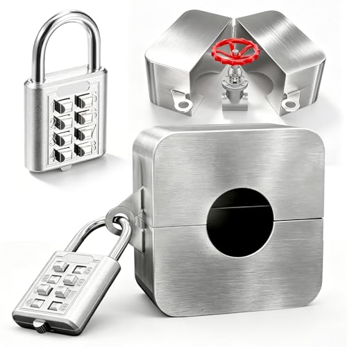 MENGBEI Outdoor Faucet Lock, Heavy Duty Metal,for 1" to 2.95" Dia Valve Handles,Garden Faucets